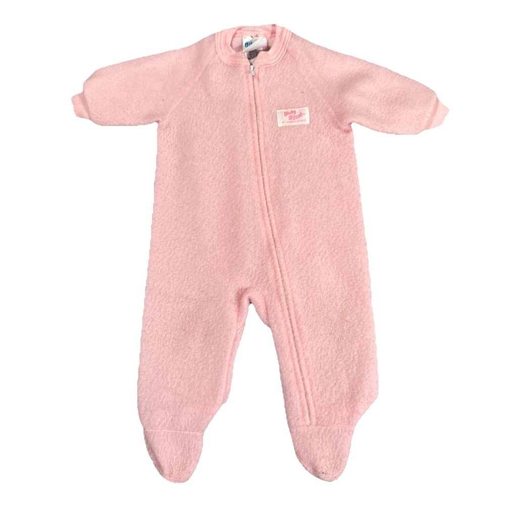 Vintage Baby BGosh One Piece Size 6 Months Pink Blue Sleeper OshKosh Full Zip